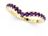 Yellow gold Pavé Round Amethyst Chevron Band with Shared Prong Setting_7