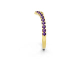 Yellow gold Pavé Round Amethyst Chevron Band with Shared Prong Setting_8