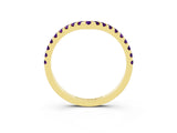 Yellow gold Pavé Round Amethyst Chevron Band with Shared Prong Setting_9