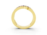 Yellow gold Pavé Round Amethyst Crossover Band with Bead Prong Setting_15