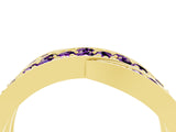 Yellow gold Pavé Round Amethyst Crossover Band with Bead Prong Setting_16