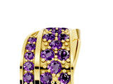Yellow gold Pavé Round Amethyst Crossover Band with Bead Prong Setting_17