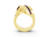 Yellow gold Pavé Round Amethyst Crossover Band with Channel Setting_14