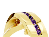 Yellow gold Pavé Round Amethyst Crossover Band with Channel Setting_15