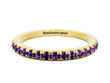 Yellow gold Pavé Round Amethyst Half Eternity Band with Shared Prong Setting_6