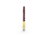 Yellow gold Pavé Round Amethyst Half Eternity Band with Shared Prong Setting_8