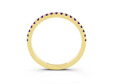 Yellow gold Pavé Round Amethyst Half Eternity Band with Shared Prong Setting_9