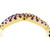 Yellow gold Pavé Round Amethyst Infinity Twist Band with Shared Prong Setting_10