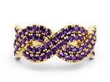 Yellow gold Pavé Round Amethyst Infinity Twist Band with Shared Prong Setting_6