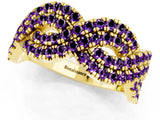 Yellow gold Pavé Round Amethyst Infinity Twist Band with Shared Prong Setting_7