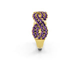 Yellow gold Pavé Round Amethyst Infinity Twist Band with Shared Prong Setting_8