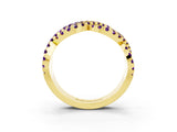Yellow gold Pavé Round Amethyst Infinity Twist Band with Shared Prong Setting_9