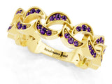 Yellow gold Pavé Round Amethyst Interlocking Eternity Band with Bezel Prong Setting_7