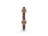 Yellow gold Pavé Round Amethyst Link Band with Bezel Setting_32
