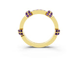Yellow gold Pavé Round Amethyst Link Band with Bezel Setting_33