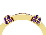 Yellow gold Pavé Round Amethyst Link Band with Bezel Setting_34