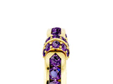Yellow gold Pavé Round Amethyst Link Band with Bezel Setting_35