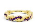 Yellow gold Pavé Round Amethyst Twist Eternity Band with Shared Prong Setting_18