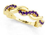 Yellow gold Pavé Round Amethyst Twist Eternity Band with Shared Prong Setting_19
