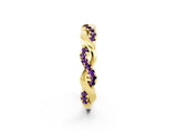 Yellow gold Pavé Round Amethyst Twist Eternity Band with Shared Prong Setting_20