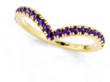 Yellow gold Pavé Round Amethyst V-Shaped Chevron Band with Shared Prong Setting_7