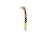 Yellow gold Pavé Round Amethyst V-Shaped Chevron Band with Shared Prong Setting_8