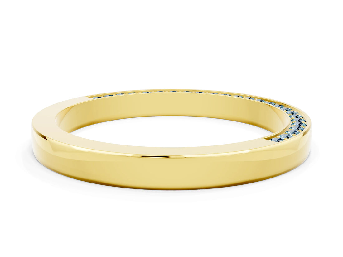Yellow gold Pavé Round Aquamarine Channel Set Band_18