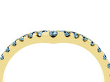 Yellow gold Pavé Round Aquamarine Chevron Band with Shared Prong Setting_10