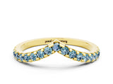 Yellow gold Pavé Round Aquamarine Chevron Band with Shared Prong Setting_6