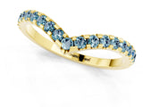 Yellow gold Pavé Round Aquamarine Chevron Band with Shared Prong Setting_7
