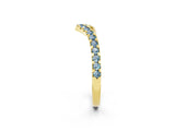 Yellow gold Pavé Round Aquamarine Chevron Band with Shared Prong Setting_8