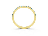 Yellow gold Pavé Round Aquamarine Chevron Band with Shared Prong Setting_9