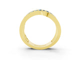Yellow gold Pavé Round Aquamarine Crossover Band with Bead Prong Setting_9