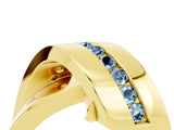 Yellow gold Pavé Round Aquamarine Crossover Band with Channel Setting_10