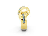 Yellow gold Pavé Round Aquamarine Crossover Band with Channel Setting_8