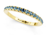 Yellow gold Pavé Round Aquamarine Half Eternity Band with Shared Prong Setting_7