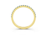 Yellow gold Pavé Round Aquamarine Half Eternity Band with Shared Prong Setting_9