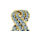 Yellow gold Pavé Round Aquamarine Infinity Twist Band with Shared Prong Setting_11