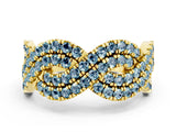 Yellow gold Pavé Round Aquamarine Infinity Twist Band with Shared Prong Setting_6