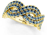 Yellow gold Pavé Round Aquamarine Infinity Twist Band with Shared Prong Setting_7