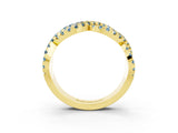 Yellow gold Pavé Round Aquamarine Infinity Twist Band with Shared Prong Setting_9