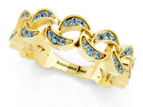 Yellow gold Pavé Round Aquamarine Interlocking Eternity Band with Bezel Prong Setting_7