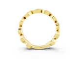 Yellow gold Pavé Round Aquamarine Interlocking Eternity Band with Bezel Prong Setting_9