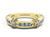 Yellow gold Pavé Round Aquamarine Link Band with Bezel Setting_30