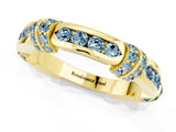 Yellow gold Pavé Round Aquamarine Link Band with Bezel Setting_31