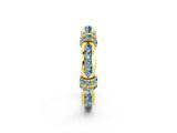 Yellow gold Pavé Round Aquamarine Link Band with Bezel Setting_32