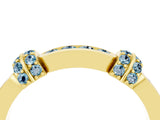 Yellow gold Pavé Round Aquamarine Link Band with Bezel Setting_34