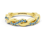 Yellow gold Pavé Round Aquamarine Twist Eternity Band with Shared Prong Setting_30