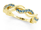Yellow gold Pavé Round Aquamarine Twist Eternity Band with Shared Prong Setting_31