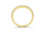 Yellow gold Pavé Round Aquamarine V-Shaped Chevron Band with Shared Prong Setting_15